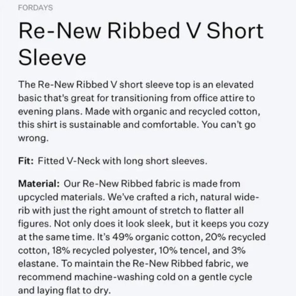 For Days Re-New Ribbed V Neck Short Sleeve - Picture 5 of 5